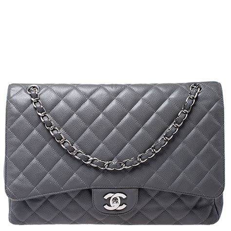 chanel gray caviar maxi flap